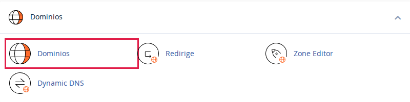 Ícono Dominios en la sección Dominios de cPanel